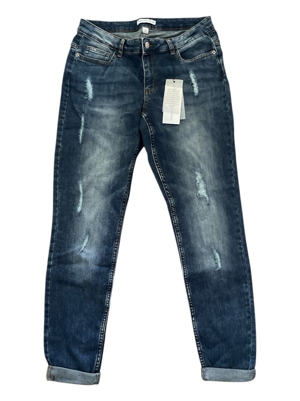 Y2K Distressed Skinny Ankle Jeans Blue Stretch Denim W31